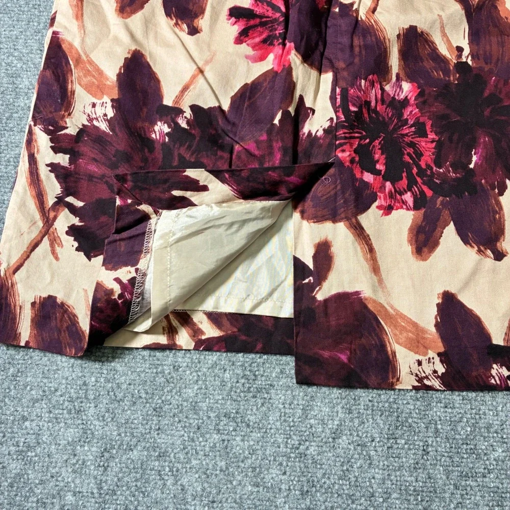 Van Heusen‎ Studio Floral Pencil Skirt Womens 8 Tan Purple Cotton Workwear